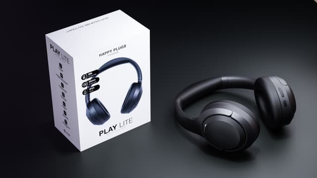 Happy Plugs Play Lite trådløse around-ear høretelefoner (sort)