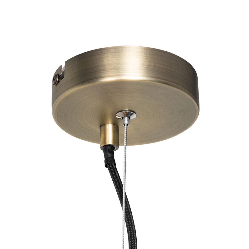 Hanglamp brons met amber glas 13-lichts - Bianca