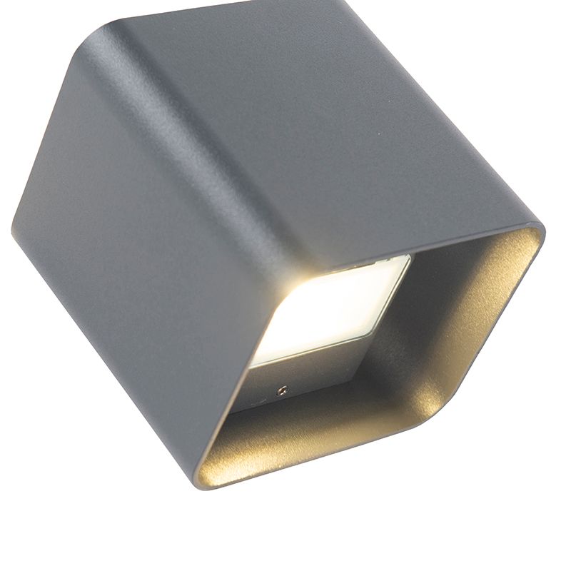 Moderne wandlamp donkergrijs incl. LED IP54 vierkant - Evi