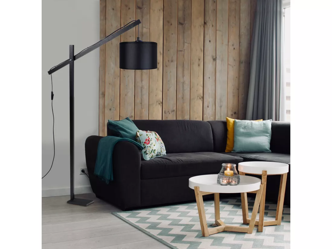 Lampadaire articulé  bois noir 180 cm.