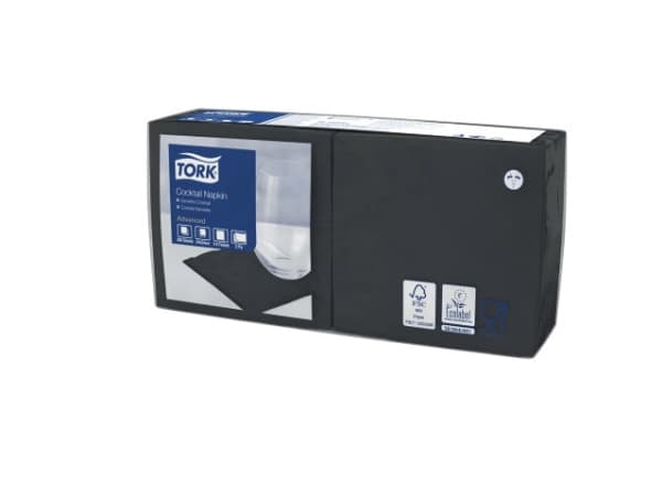 Serviet Tork Advanced 24x24 cm 2-lag Sort,12 pk x 200 stk/krt