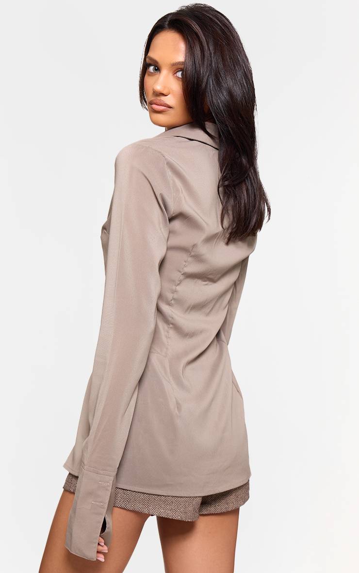 Marron Chemise Ajustée En Mousseline