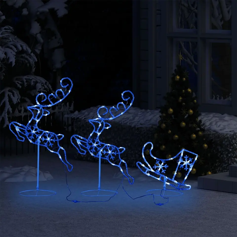 vidaXL - Kerst Rendier En Slee - Blauw