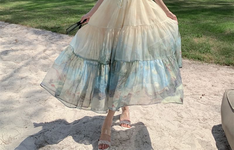 Lydiah - Halter maxi-zonnejurk met patroon