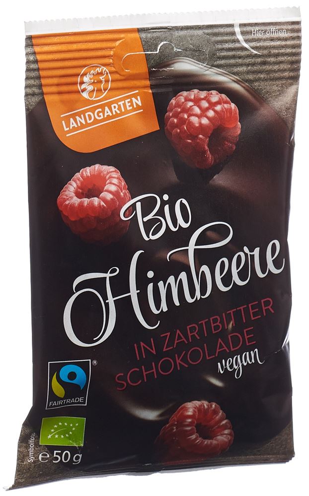 LANDGARTEN Himbeere in Zartbitterschokolade Bio Fairtrade 50 g