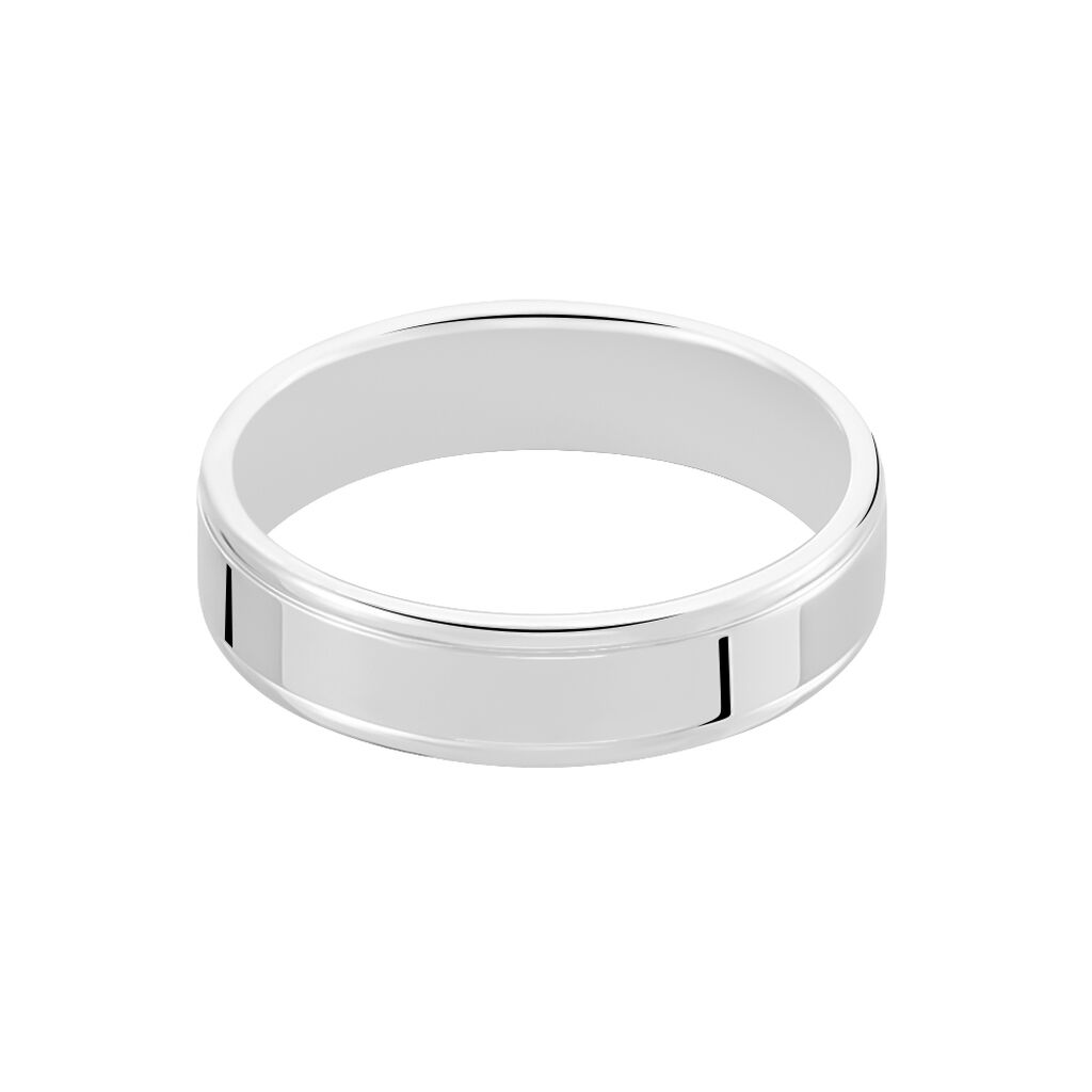 Alliance Trephine Ruban Plat Argent Blanc