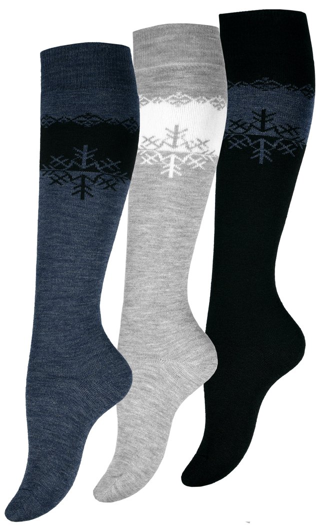 Cotton Prime® THERMO Kniestrümpfe 3 Paar, Eiskristall-Muster