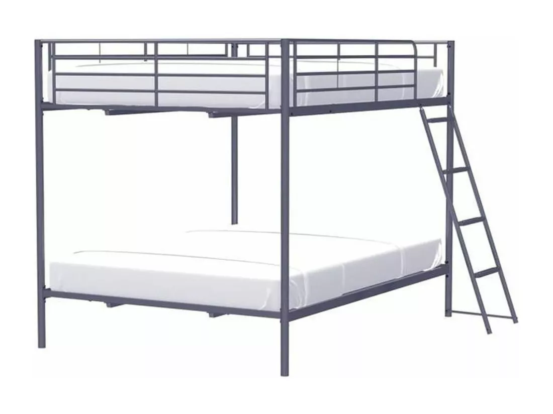 Lits superposés en métal - Dark Grey - Sommiers inclus - 2 x 140 x 190 cm - ALICE