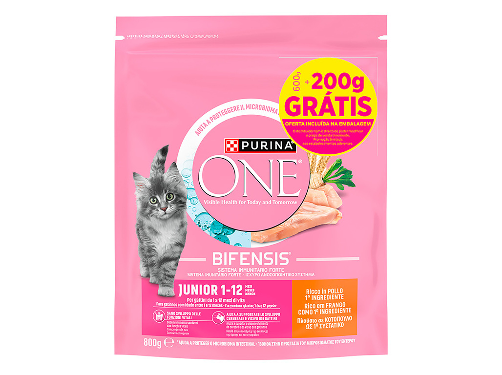 RAÇÃO GATO JÚNIOR PURINA ONE FRANGO 600G 200G