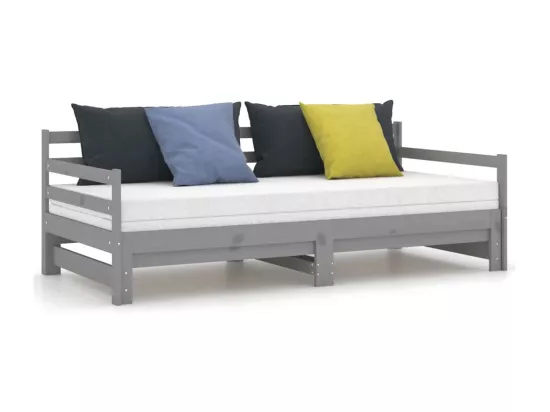 Lit coulissant sans matelas gris 2x(90x200) cm