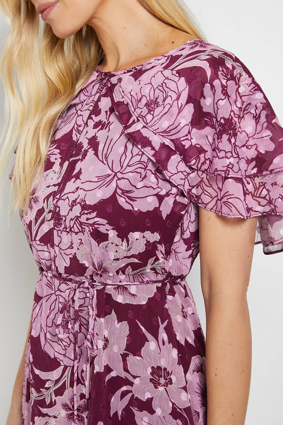 Wallis Robe Midi Cape À Imprimé Floral Dévoré Petite