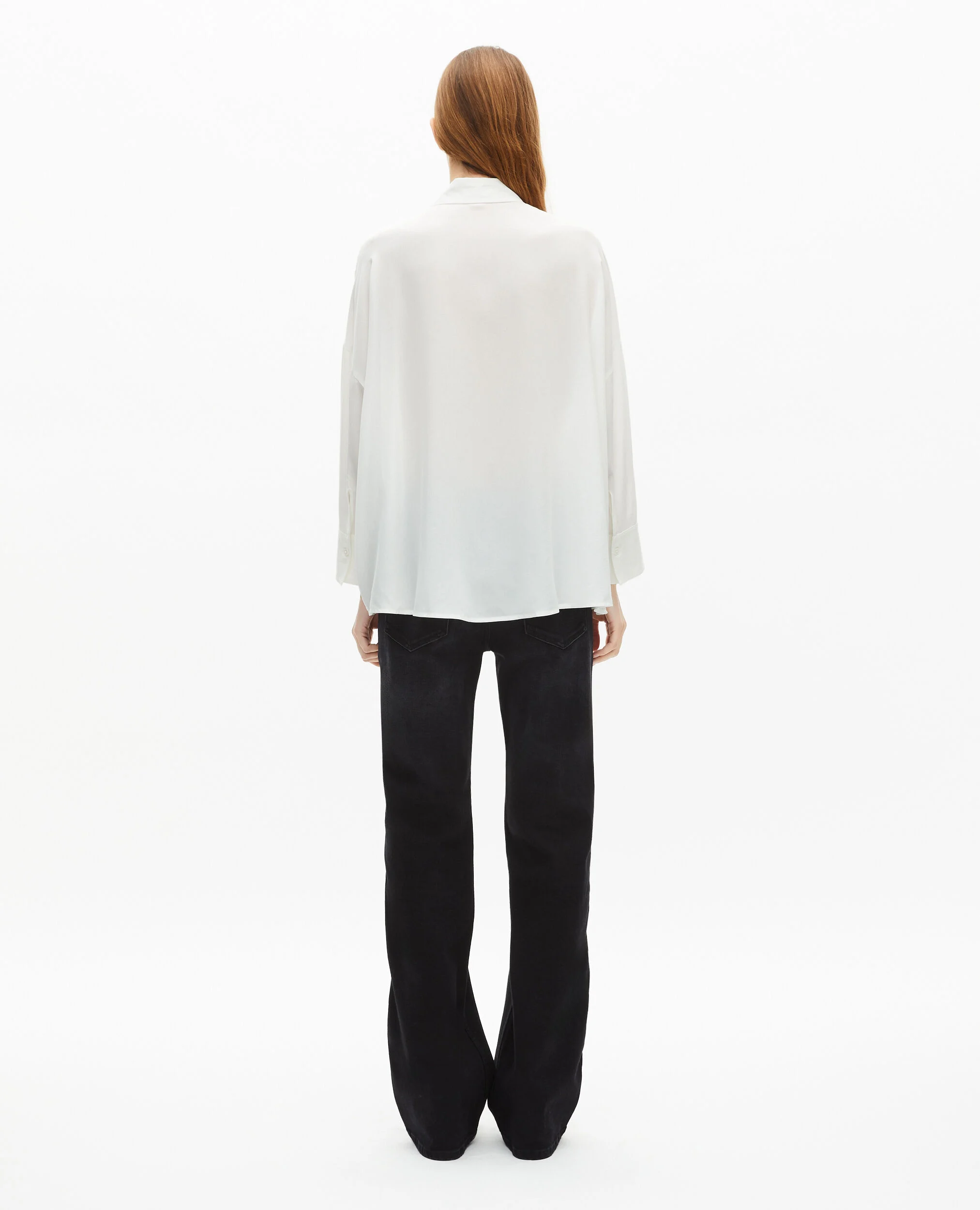 Chemise ample en soie lavée blanche