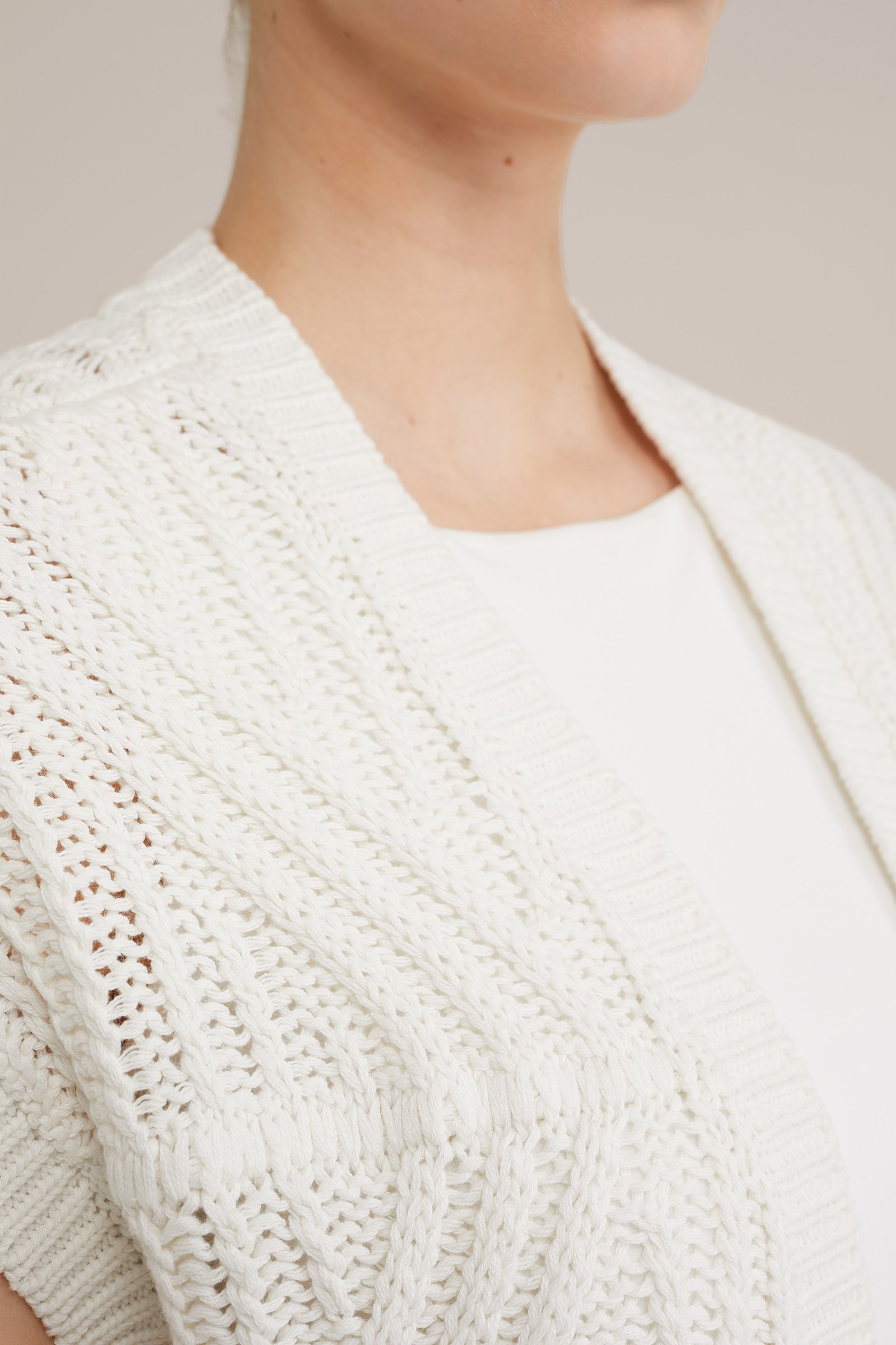 gebreid vest met structuur WE Fashion Wit