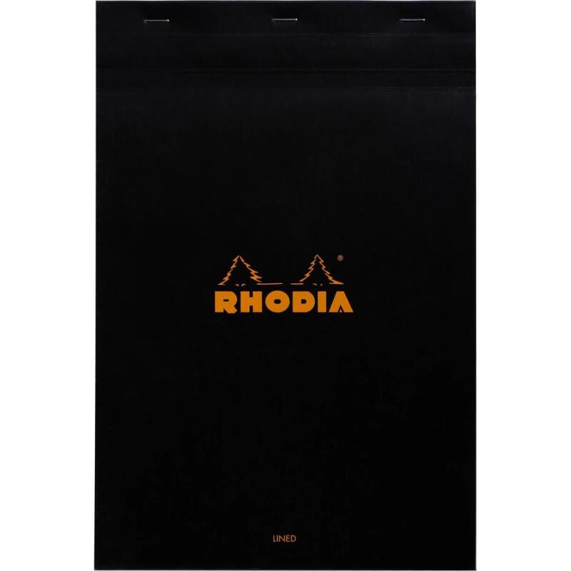 Bloc agrafé N°19 A4+ 80 feuilles lignées + marge 80 g. - Noir