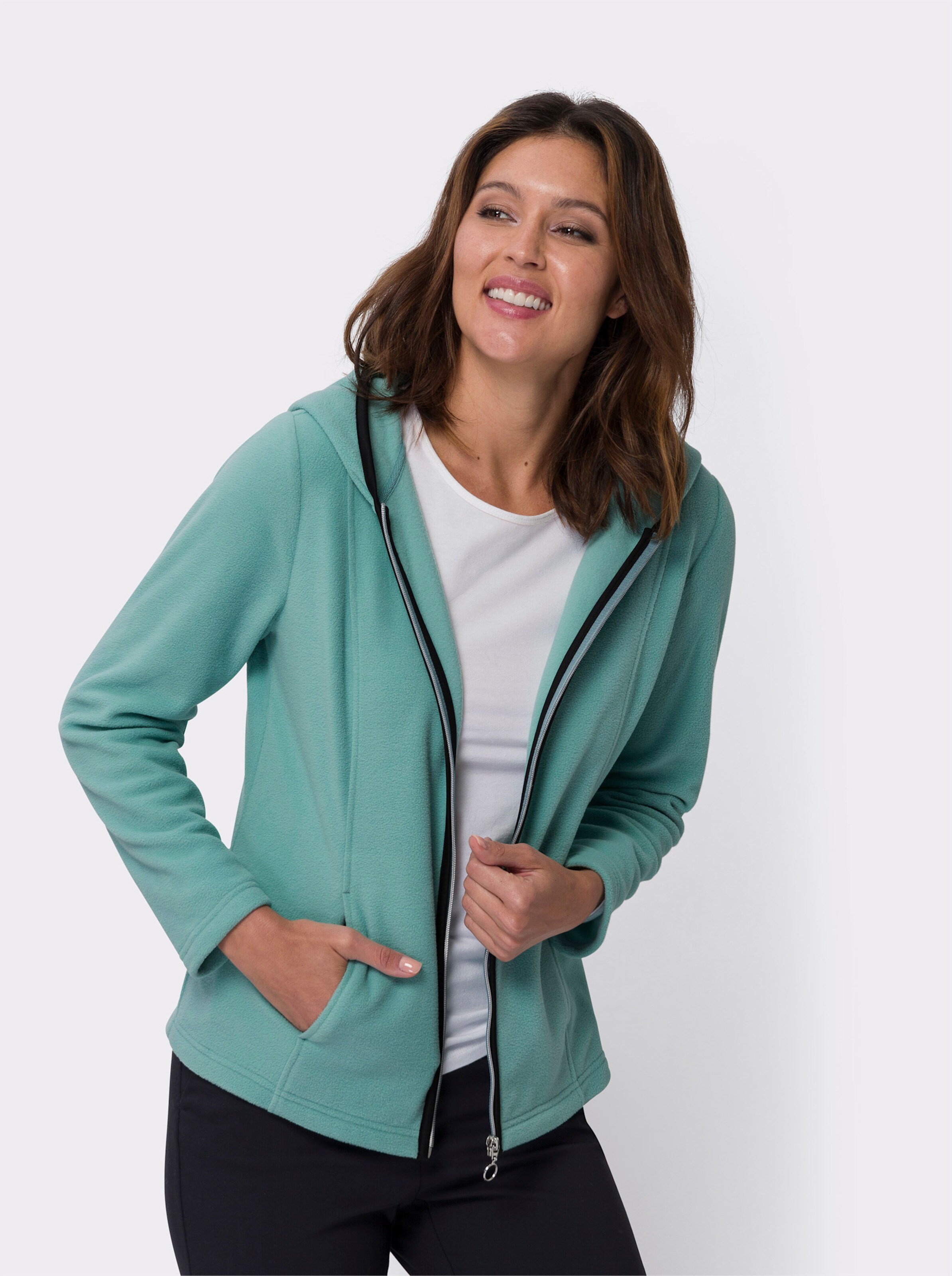 Fleecejacke mit Kontrast-Akzenten