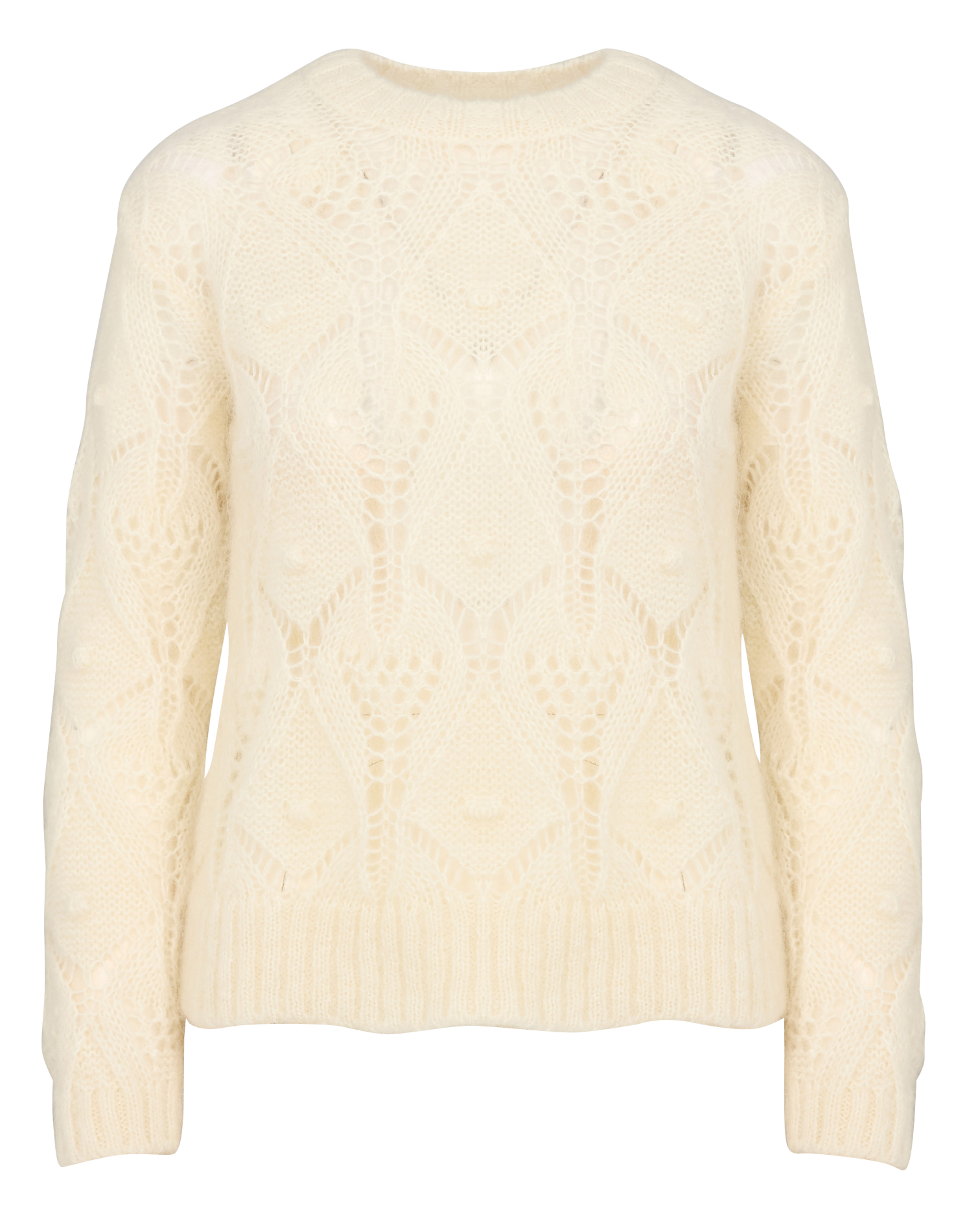 MADELIN - Pull col rond en laine mélangée | Blanc
