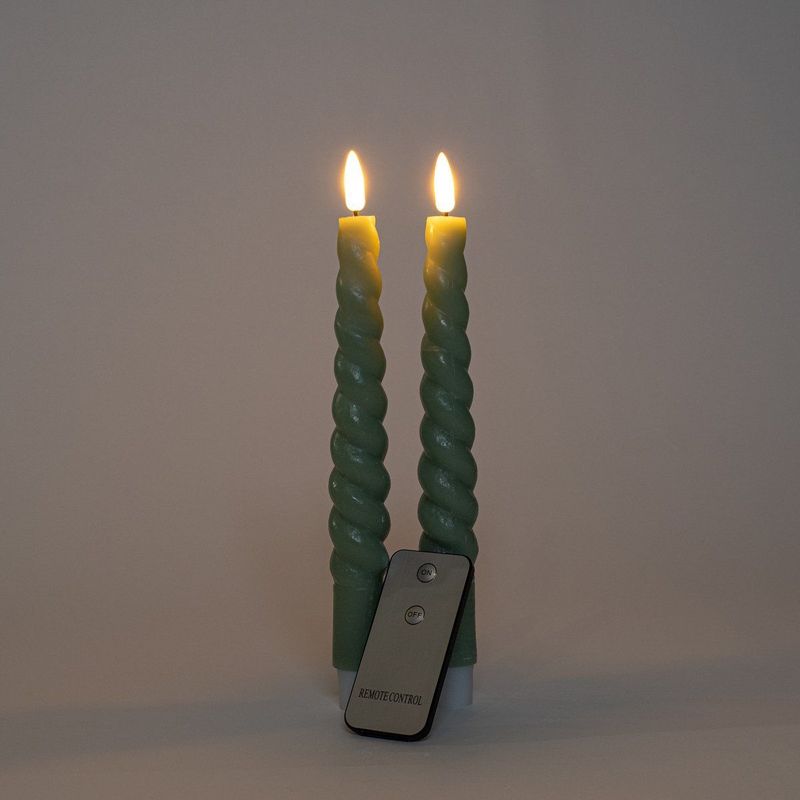 Anna's Collection LED dinerkaarsen swirl jade groen 2x st 23