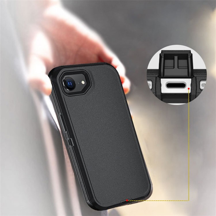 iPhone 16e Outdoor Hybrid Schutz Hülle Defender   Gürtel Clip Holster - Schwarz