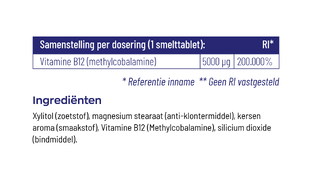 Vitakruid B12 Methylcobalamine 5000µg Smelttabletten 60TB