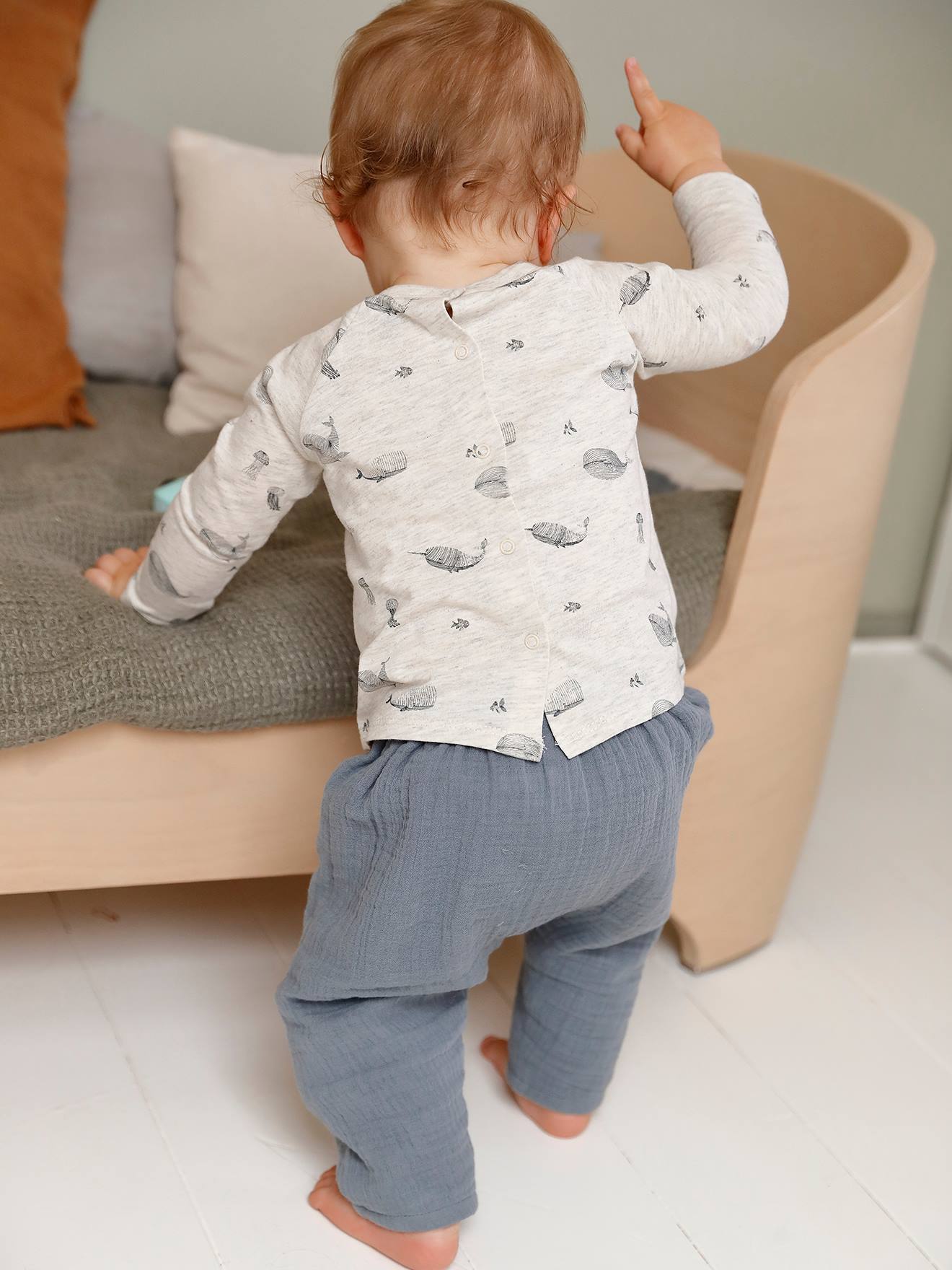 Conjunto de 2 camisetas de manga comprida para bebê, bege médio, bicolor/multicoloridas