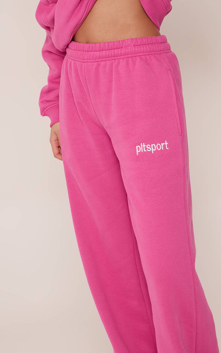 Rose Vif Pantalon De Jogging Droit En Molleton De Coton PLT Sport