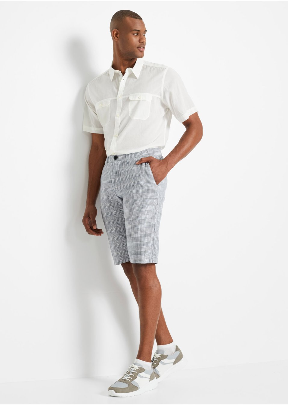 Bermuda chino en lin majoritaire Regular Fit