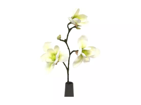 ~Fleur artificielle magnolia haut de gamme cimetière tissu vert 70cm