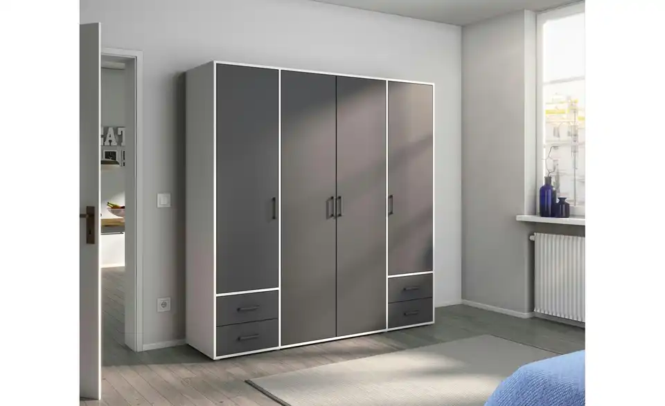 Drehtürenschrank Absetzung: Weiß 187 cm 4 Stück