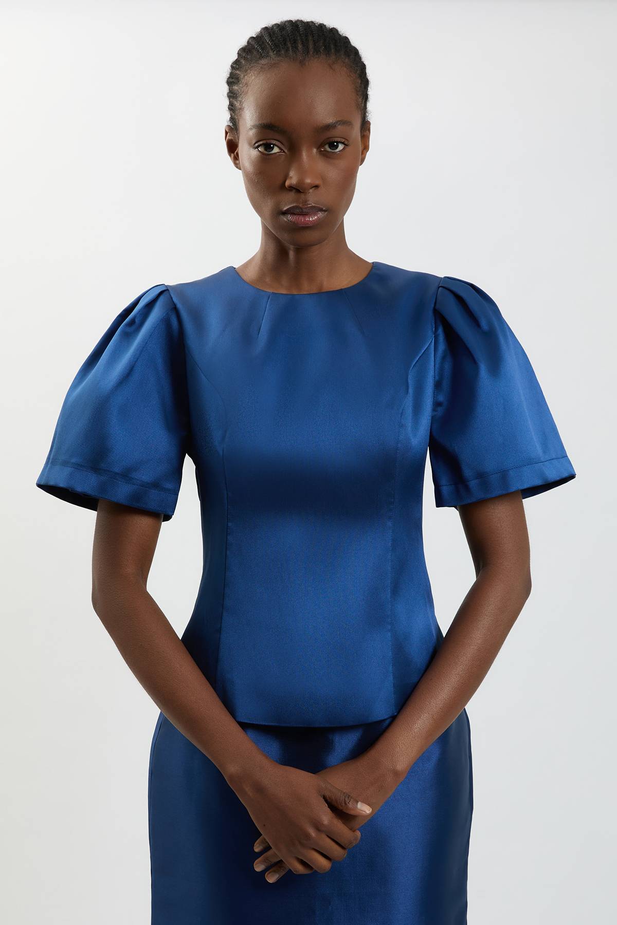 KarenMillen Haut À Manches Bouffantes En Sergé Satiné