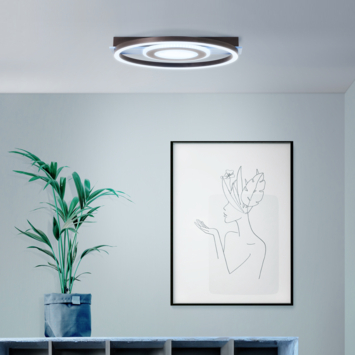 Brilliant plafondlamp Maureen 22W 2900 lm zwart/hout