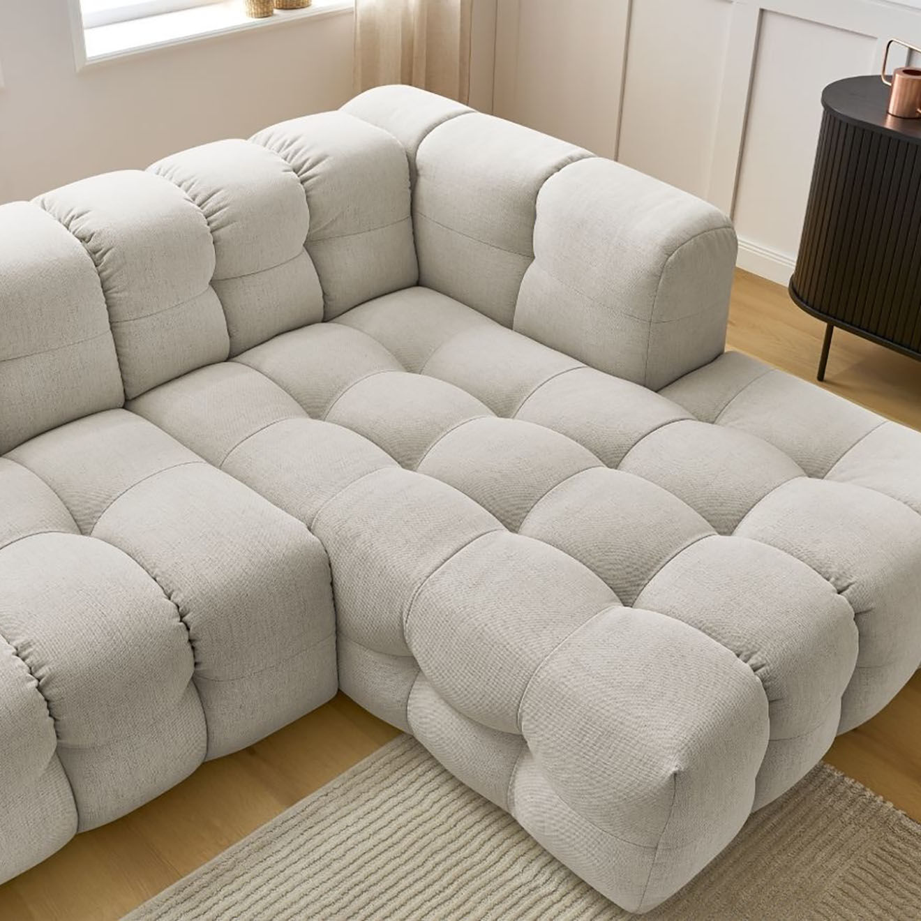 Bobochic Canapé d'angle droit cloud beige - 288x184x75 cm