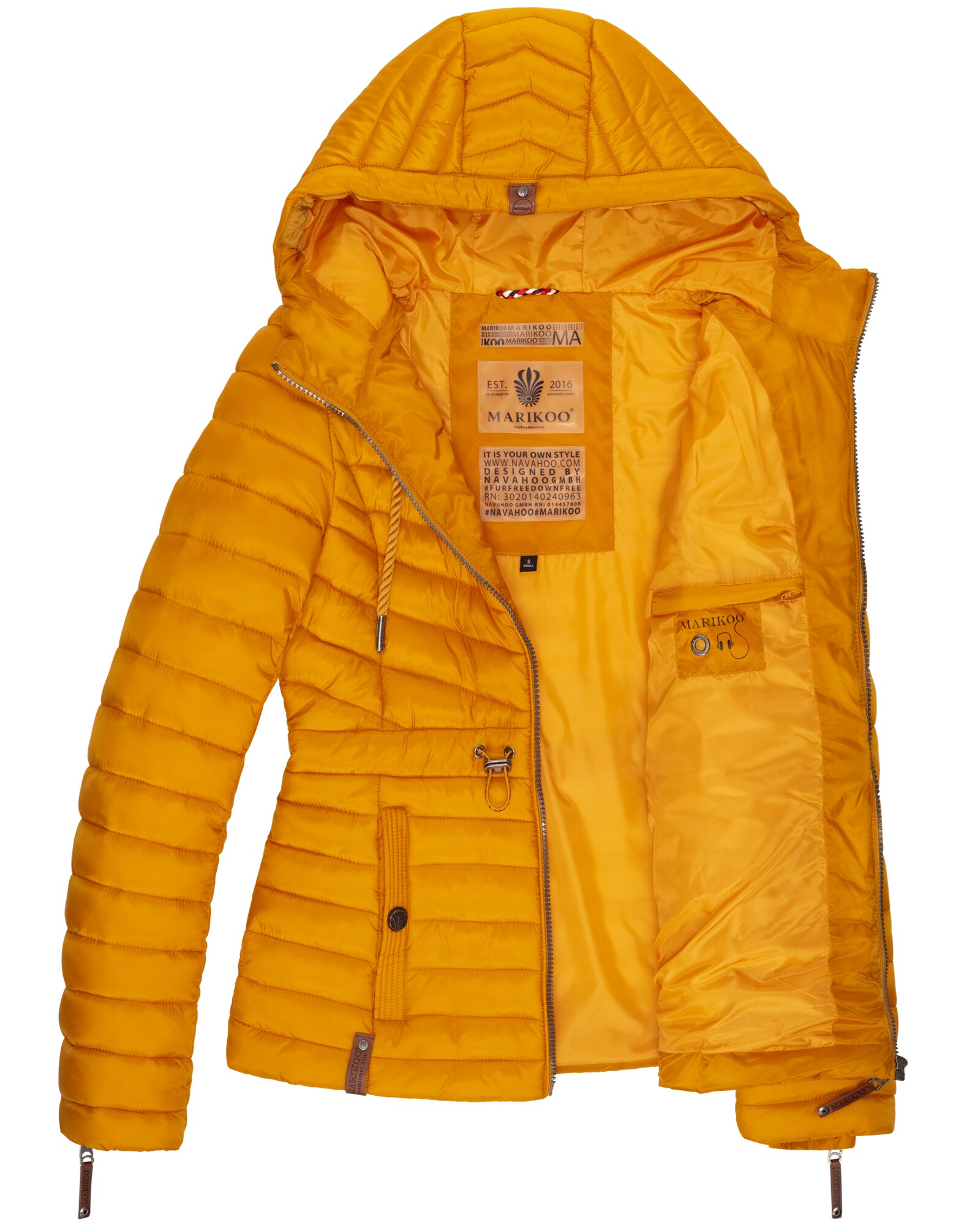 MARIKOO Damen Designer Outdoorjacke Steppjacke mit Kapuze Aniyaa