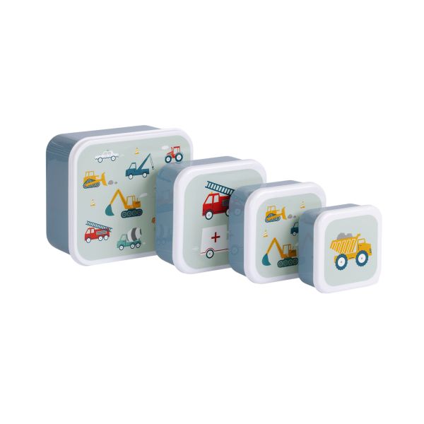 A Little Lovely Company Lunch & Snack Box Set - Vehicles - Lichtblauw