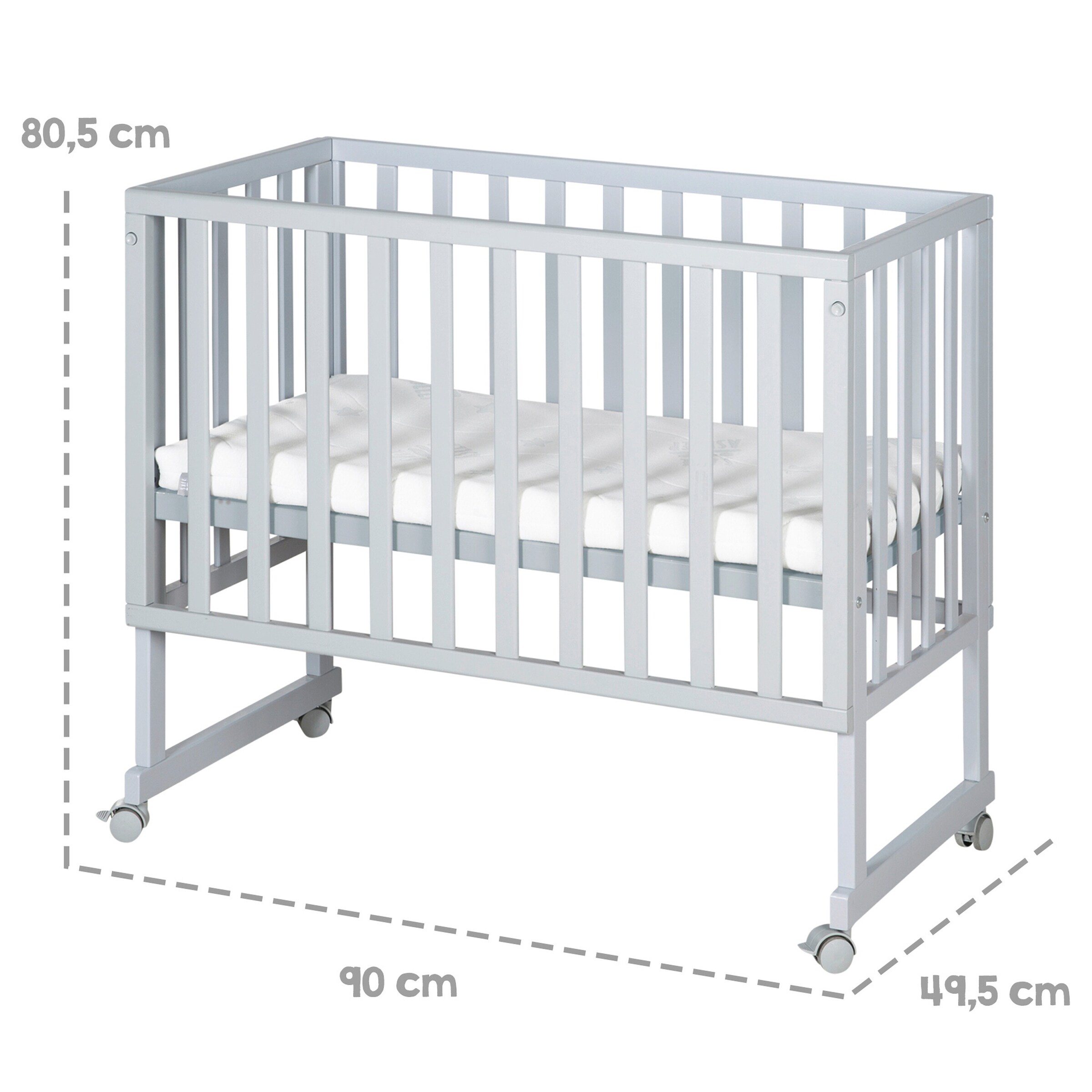 roba Stuben- & Beistellbett 3in1 mit Barriere  roba Style grau
