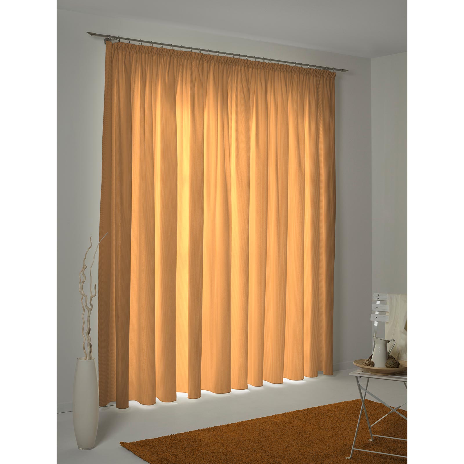 Einzelschal UNI COLLECTION - curry - mit Kräuselband - 145x145 cm