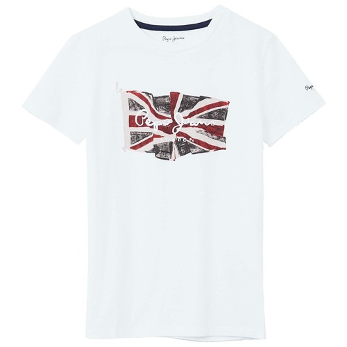Pepe jeans - FLAG LOGO SS - Blanc