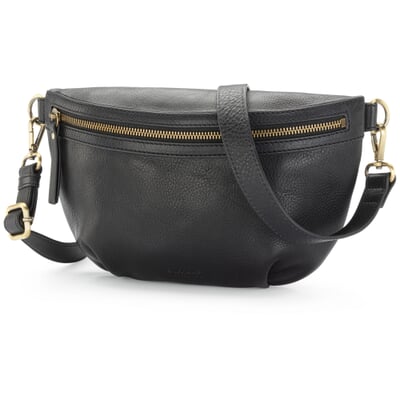 Damen-Gürteltasche Leder, Schwarz