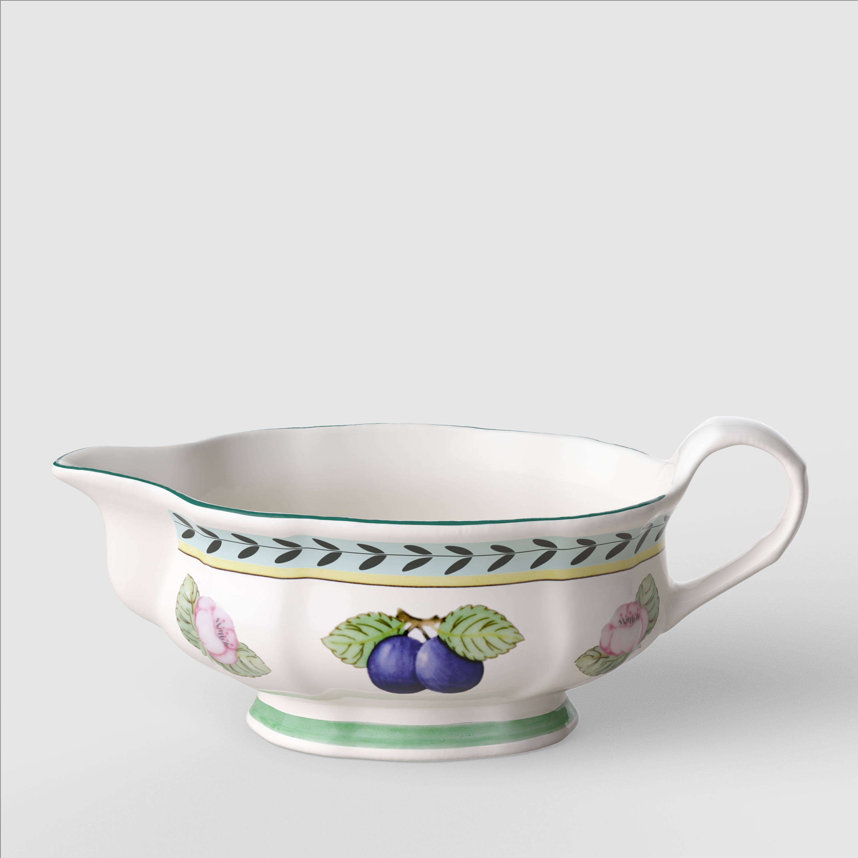 French Garden Gravy boat Multi-colored, Premium Porcelain