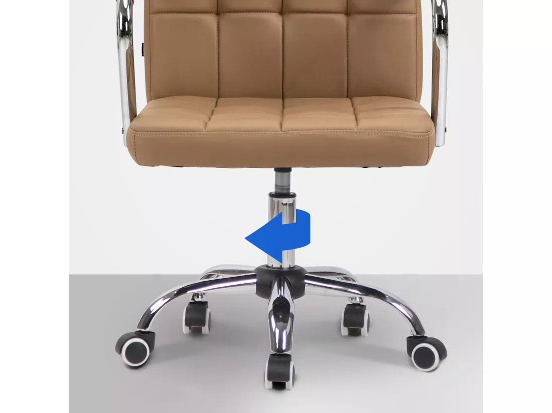 Chaise de bureau - Similicuir & Métal chromé - Marron clair - Terni