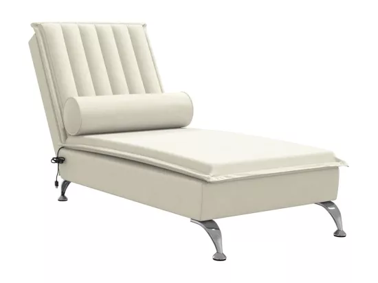 Chaise longue de massage avec traversin crème velours