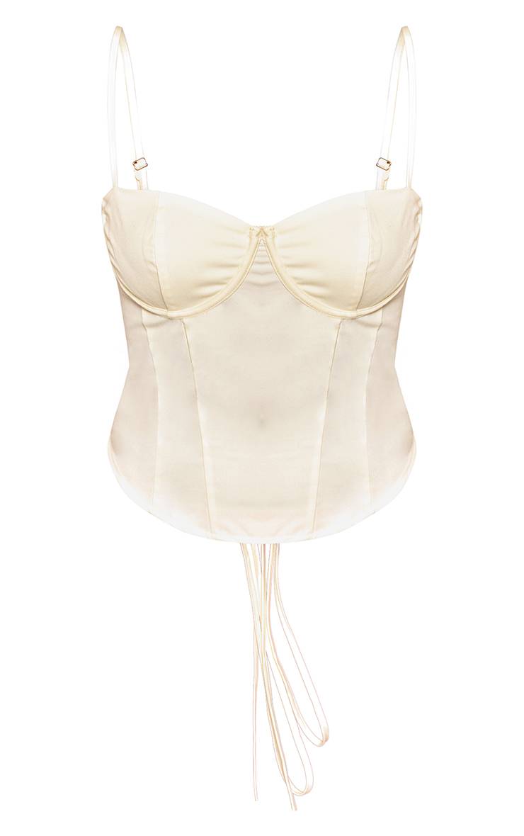 Butter Yellow Haut Corset Ajustable À Laçage Au Dos