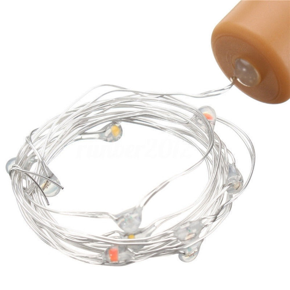 (10er Set) 2m 20 LED's Deko Solar Lichterkette Outdoor Flaschenlicht im Korken Look IP65 - Warmweiss