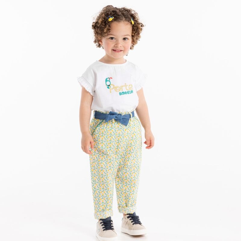 T-shirt à volants toucan blanc bébé fille Blanc