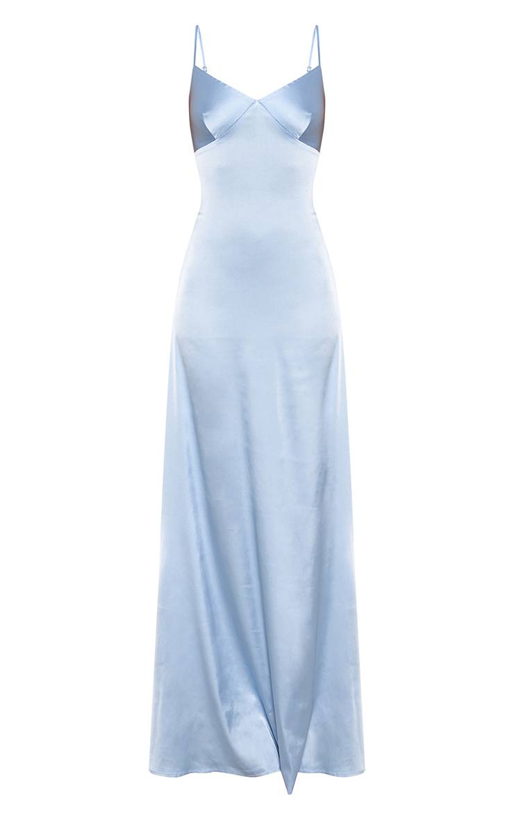 Bleu Poudré Robe Longue En Satin Tall