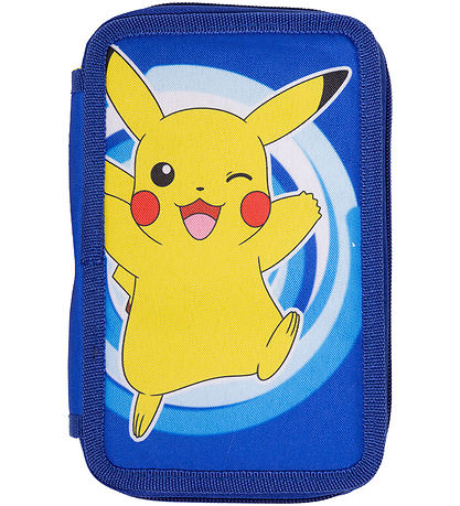 Pok?mon Penalhus m. Indhold - Dobbelt - Blå/Gul m. Pikachu