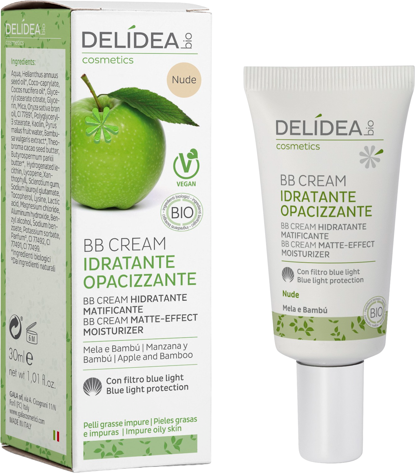 DELIDEA   Apple & Bamboo BB Cream Matte-Effect Moisturizer, Nude (30 ml)