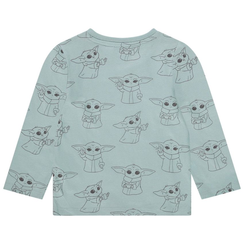 T-shirt manches longues imprimé Grogu Star Wars pour bébé garçon - Bleu moyen