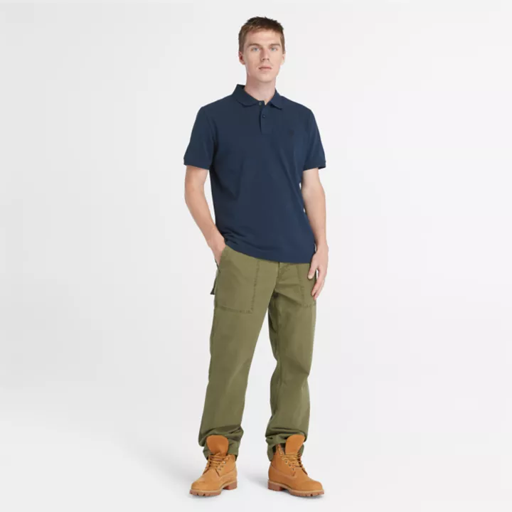 Polo en piqué Millers River pour homme en bleu marine