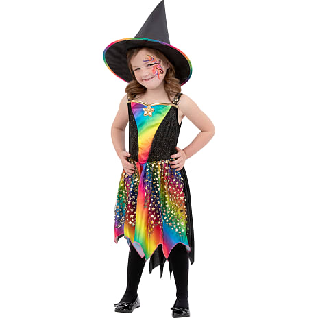 Halloween regnbue heks kostume str. 116