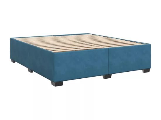 Sommier à lattes de lit et matelas bleu 180x200 cm velours